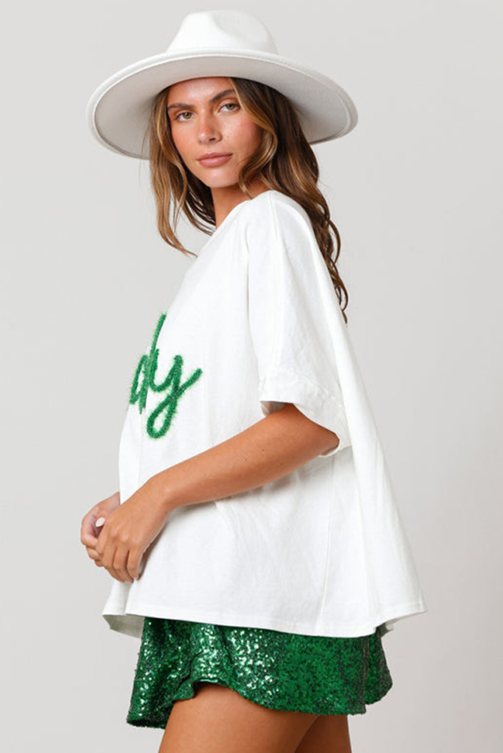 Fashionable white t-shirt with lifeline pattern st Patrick