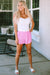 Pink Plaid High Waisted Sports Shorts