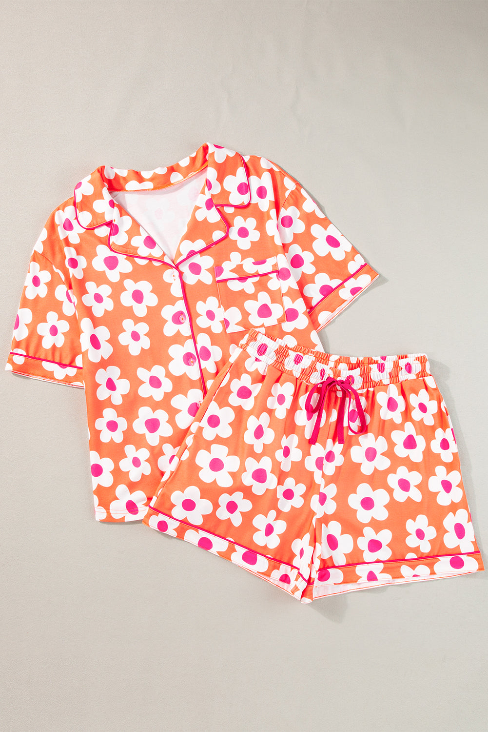 Estampado de flor de naranja set de pijama