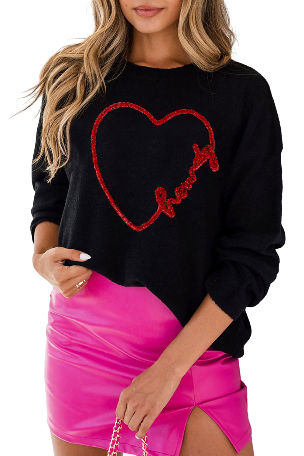 Black Howdy Heart Graphic Round Nou Casual Casual