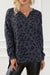 Gray embedded sweatshirt with split collar and buttoned leopard print