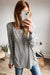 Gray Striped Crew Neck Long Sleeve Oversized Top