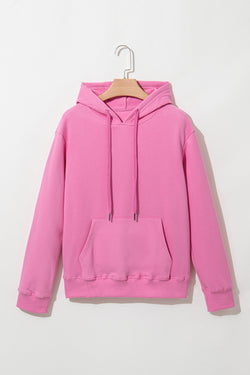 Candy Solid Color Fleece Lined Drawstring Hoodie with Pocket