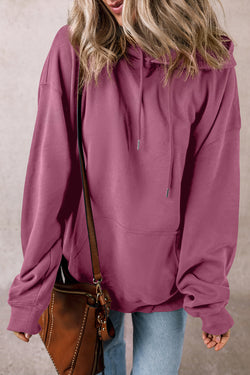 Valériane loose fit hoodie with drawstring and kangaroo pocket in solid color