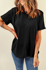 Camiseta negra relajada con placas redondas
