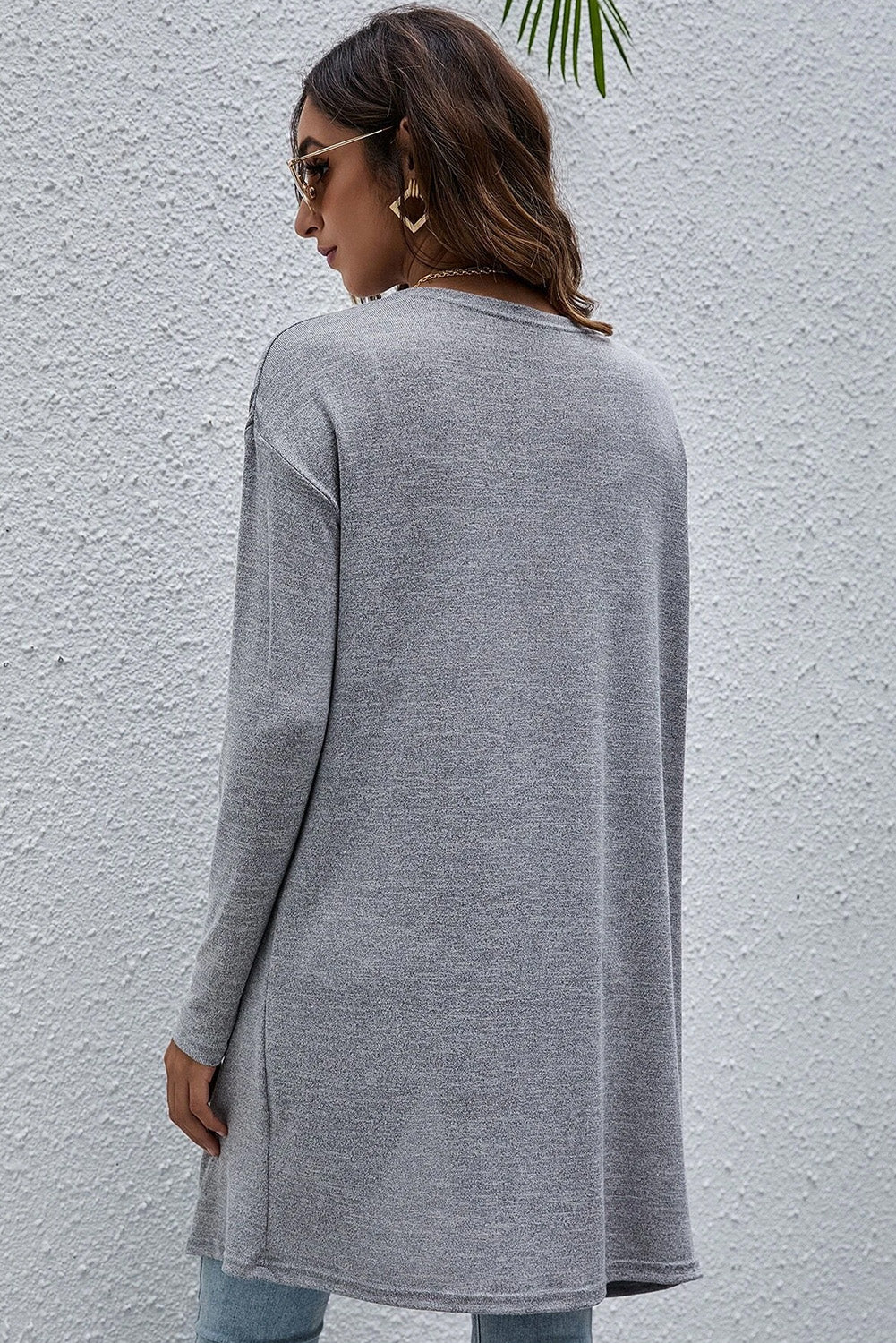 Cardigan léger ouvert sur le devant de couleur unie à taille haute-A WOMAN WE LOVE