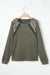 Moss Green Patchwork Leopard Print Ribbed Textured Knit Top