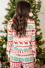 Ensemble de salon pull et pantalon à imprimé de Noël blanc-A WOMAN WE LOVE