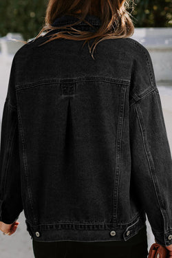 Veste en jean oversize délavée noire avec poches