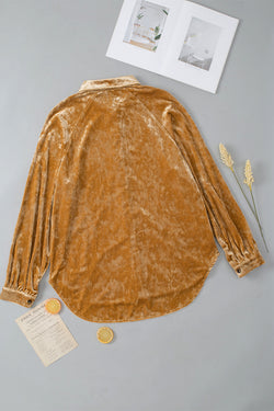 Large -colored Gold button velvet shirt