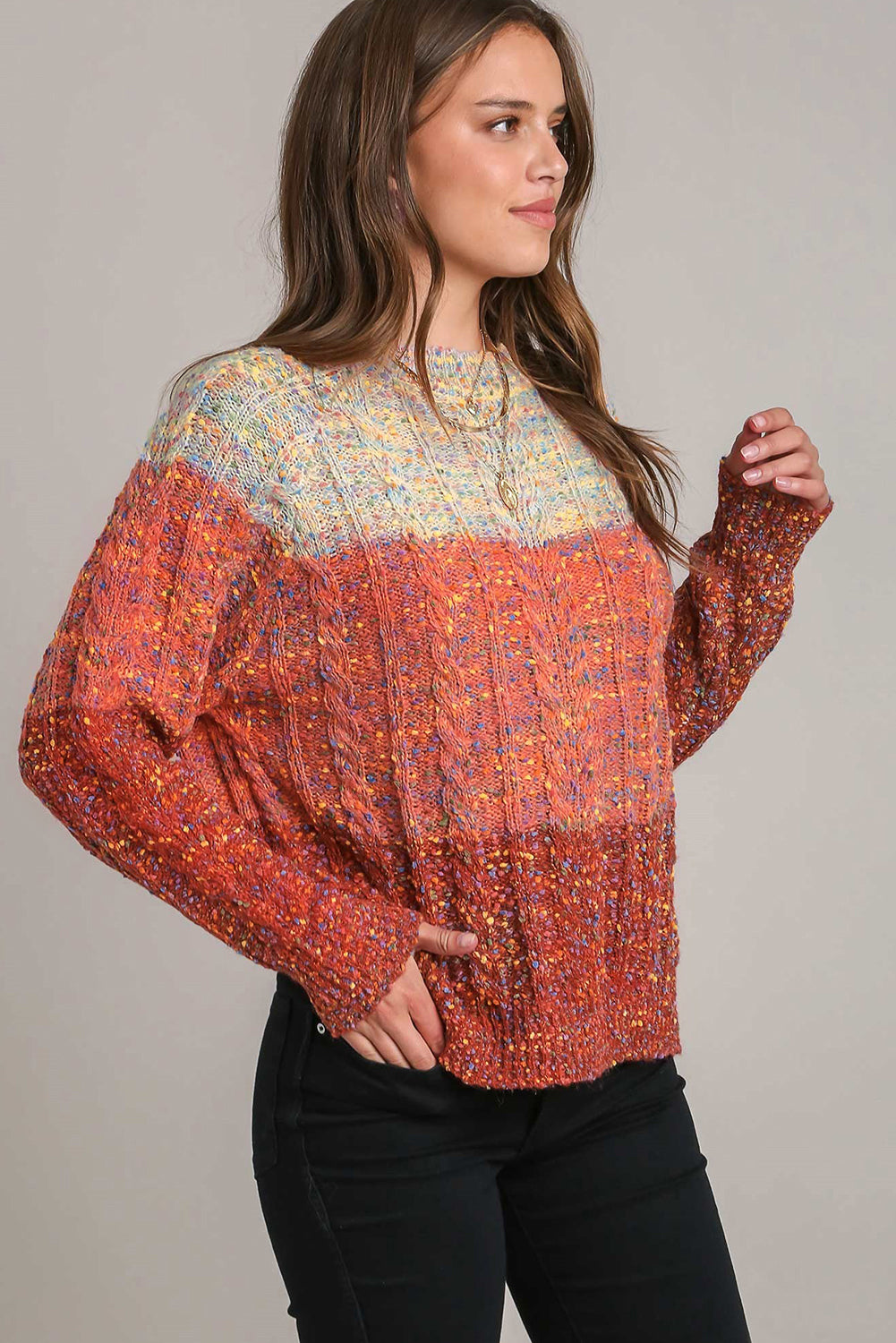 Pull tricoté boule de laine confettis colorés multicolores