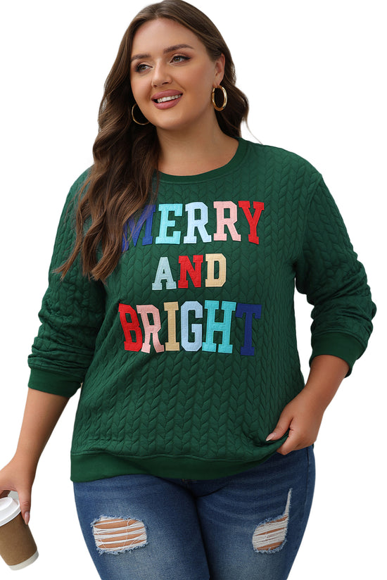 Bright and cheerful cable knit sweatshirt in blackish green