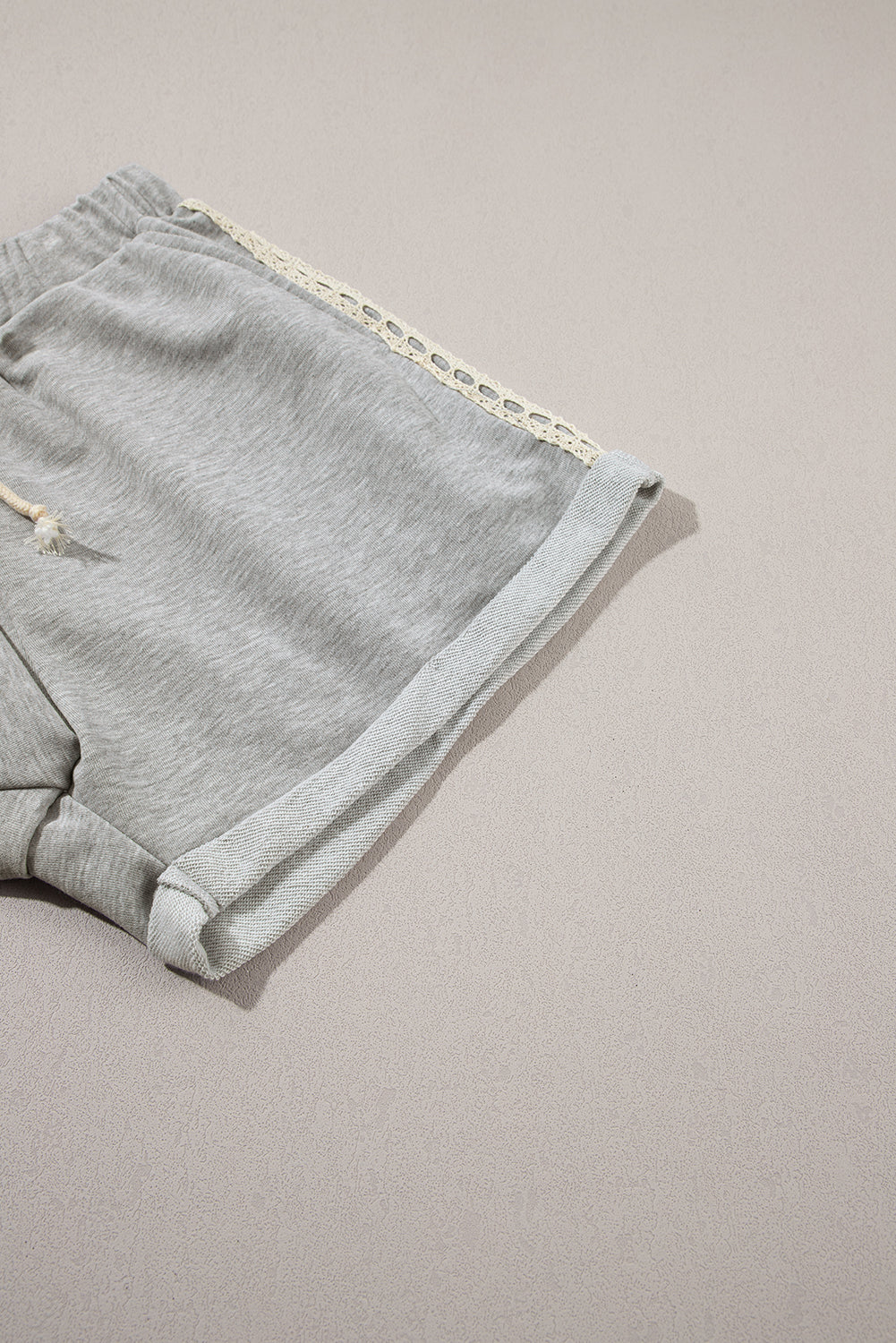 Grey Draw String ärmellose Hoodie und Shorts Set