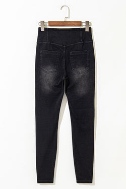 Jegging negro extensible con tamaño arqueado, corte delgado