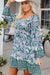 Robe verte à imprimé floral et bordure *