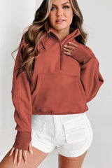 Sleeve sweatshirt and upright collar *