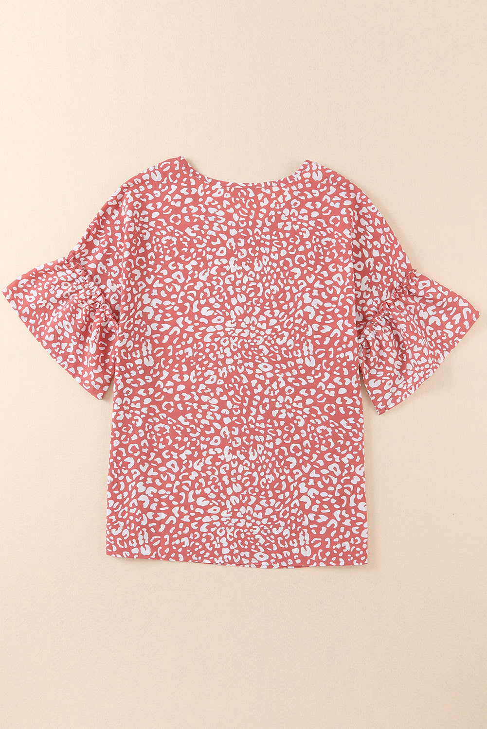 Pink Leopard Spotted Ruffle Sleeve T-Shirt