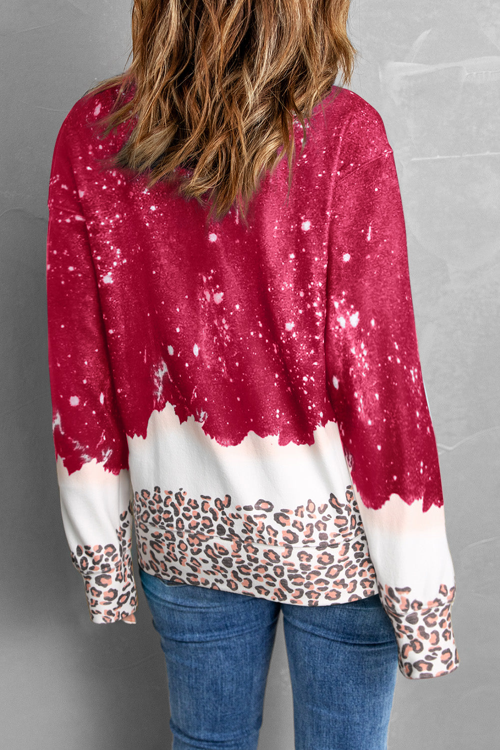 Felpa pullover con leopardo rosso ardente