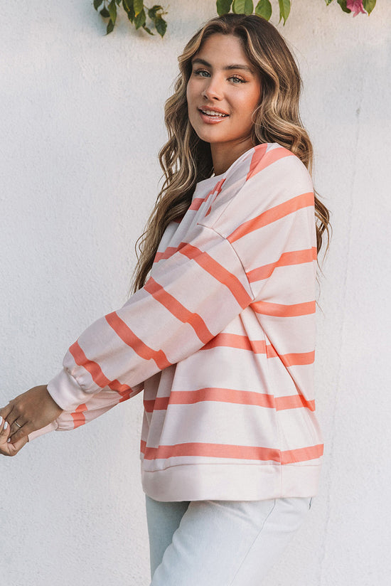 Striped Drop Shoulder Sweatshirt with Stripes