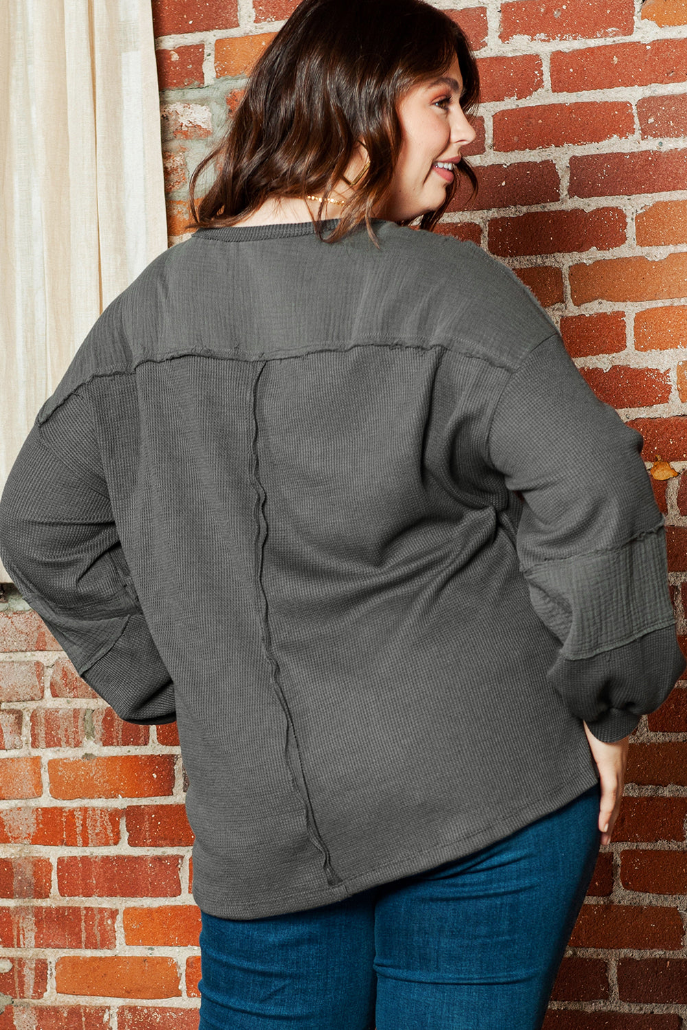 Grigio scuro Plus size a forma di cucitura a cucitura crimker top