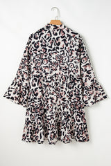 Robe noire à imprimé léopard boutonnée sur le devant *