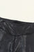 Black Elegant Leather Leggings with Cross Waist