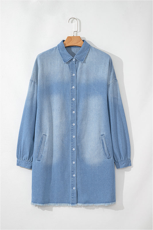 Robe chemise en jean délavé moyen Beau Blue Risen