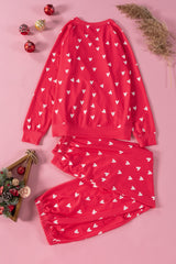 Ensemble pantalon rouge vif à imprimé cœur pour la Saint-Valentin-A WOMAN WE LOVE