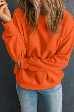 Classic plain orange crew neck sweatshirt