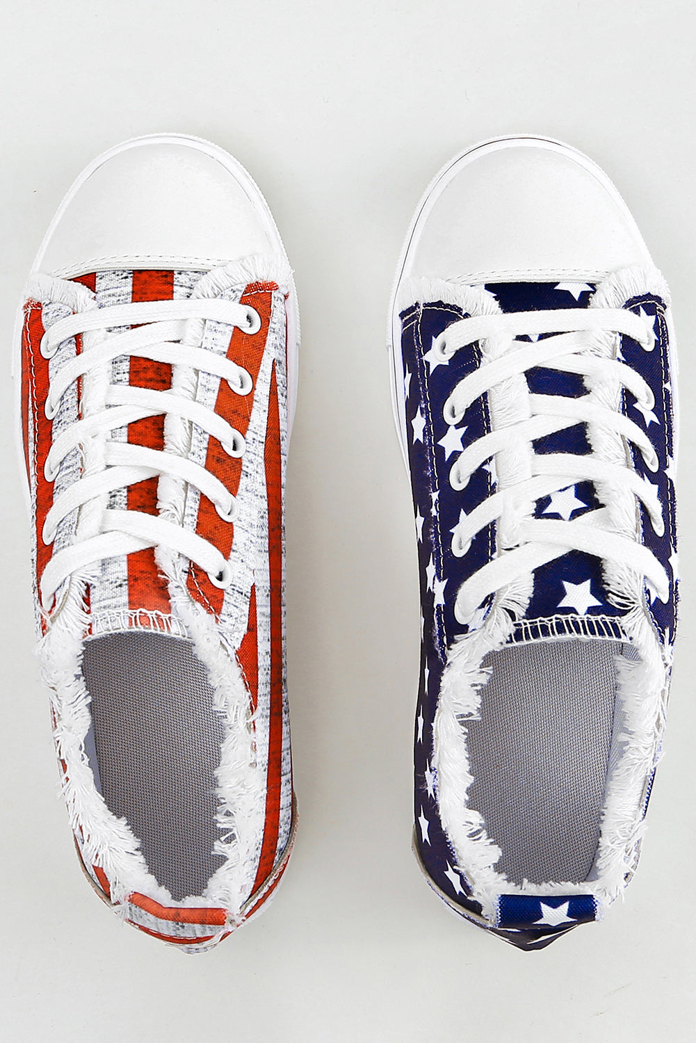 Zapatos planos de lienzo de Lace-Up Blue American Flag