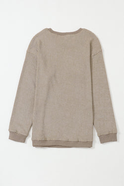 Khaki sweatshirt with united knitted knitted neck