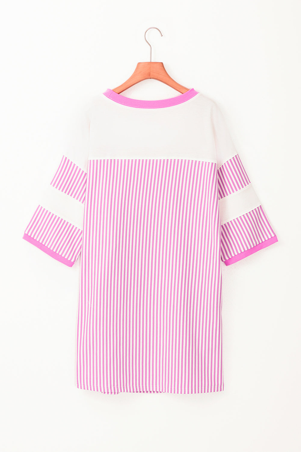 Phalaenopsis Striped Patchwork Three-Quarter Sleeve Loose Mini Dress