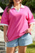 High pink with short sleeves and split collar *