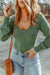 Green textured long sleeve u-neck top