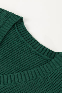 Blackish green ribbed with chest pocket and V -neck