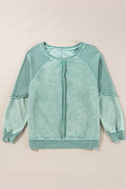 Raglan sleeve patchwork sweatshirt *