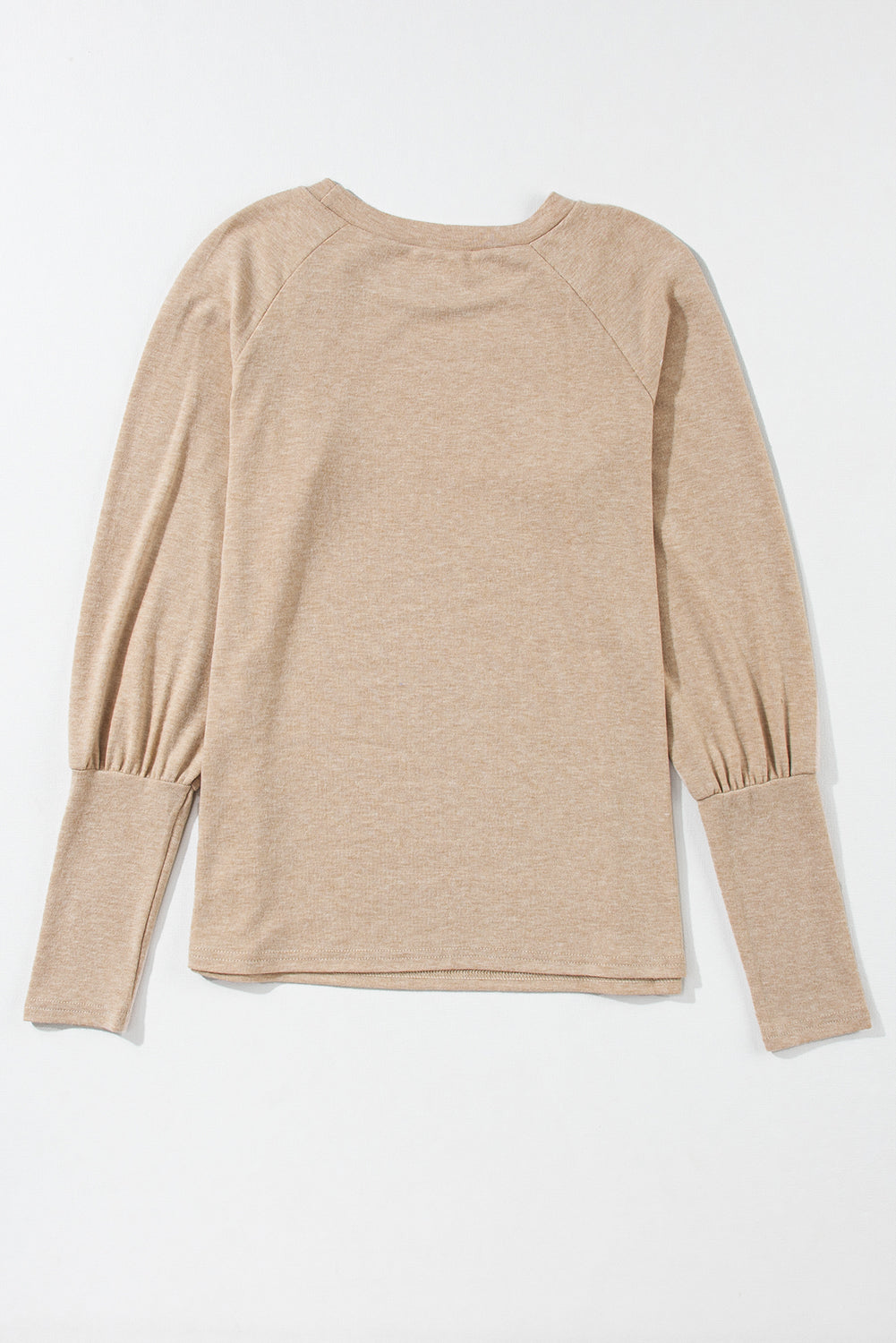 Blasse khaki massiver Raglan -Ärmel strickte Oberteil