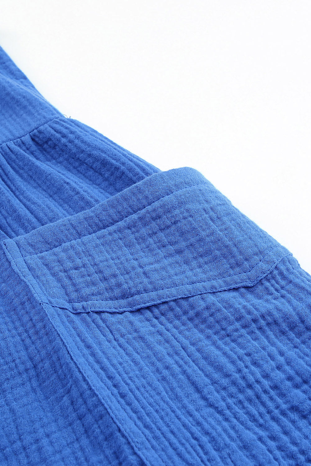 Blau strukturierte Knotenträger High Taille Wide Bein Strampler