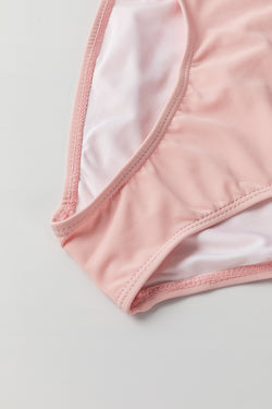 Maillot de bain tankini rose à rayures et ourlet noué en maille