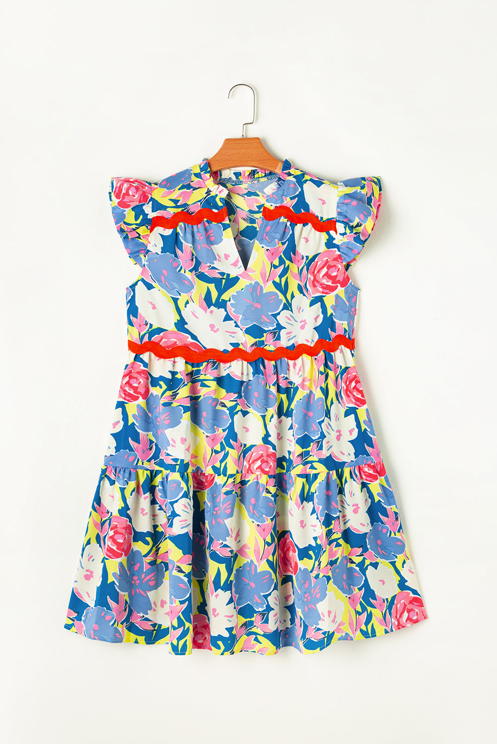 Robe à manches flottantes Ric Rac à imprimé floral bleu ciel