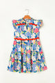 Ric Rac Sky Blue Floral Print Flutter Sleeve Dress