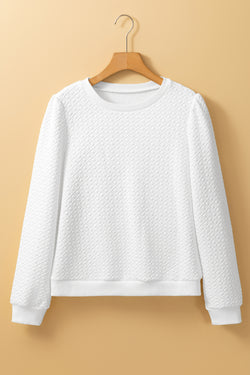 White textured high with long sleeves and round neck