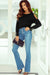 Black Asymmetrical Buttoned Top with Long Sleeves and Cutouts