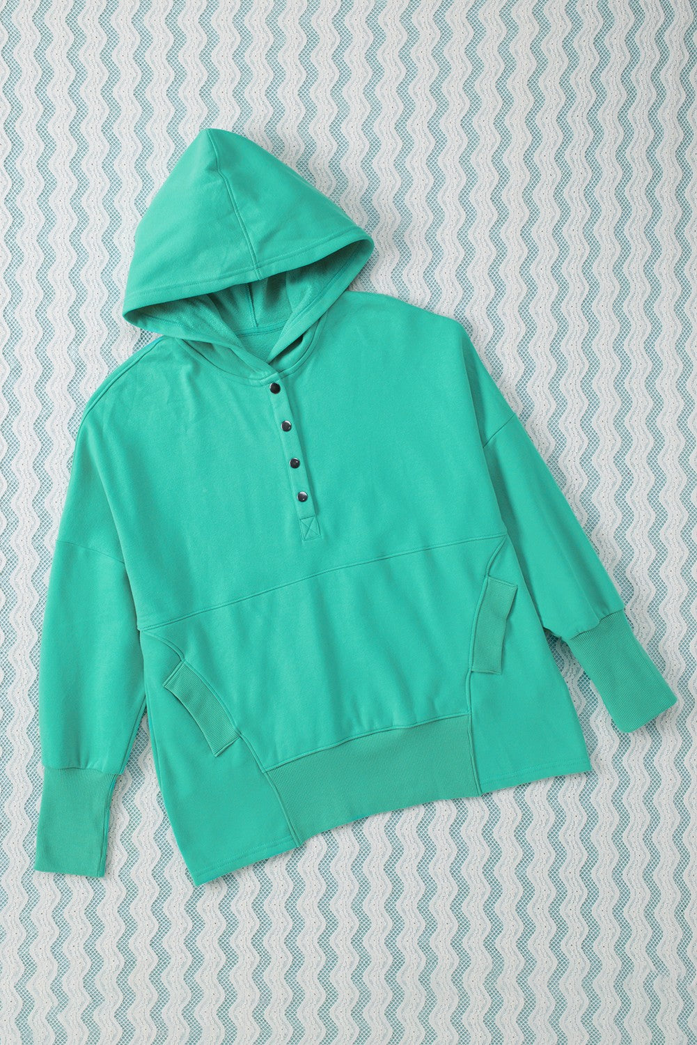 Sweat à capuche Henley Henley à poche à poche à pochette turquoise