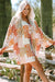 Boho style patchwork floral open white kimono