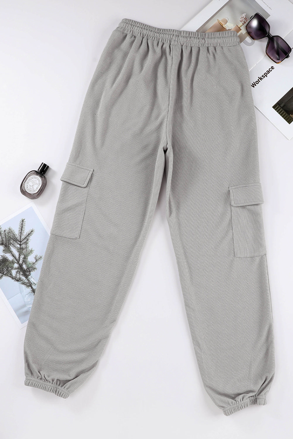 Texture gris Waffle Texture Cargo Pocket Jogger Pantalon