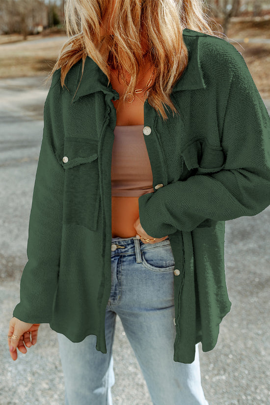 Green casual jacket with contrasting flap pockets