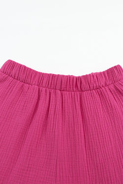 Rose -ruffled and bell high -wave pants