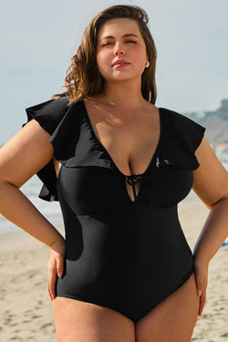 Maillot de bain une pièce noir grande taille *