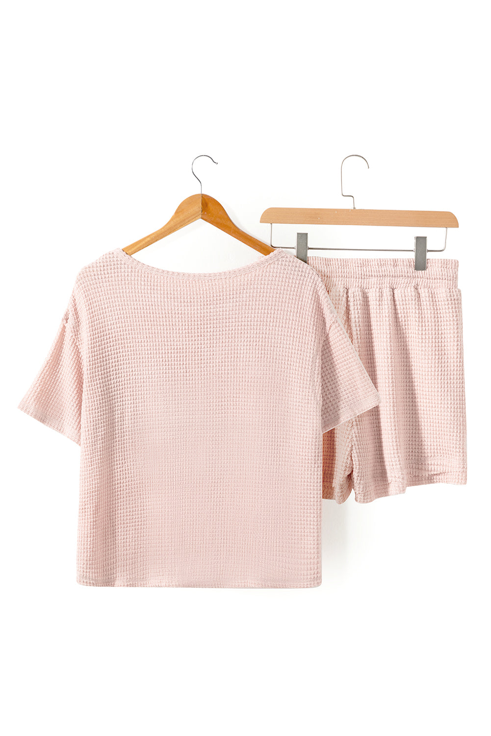 Aprikosen rosa Waffelknit kurzärmelig und Shorts Lounge Set